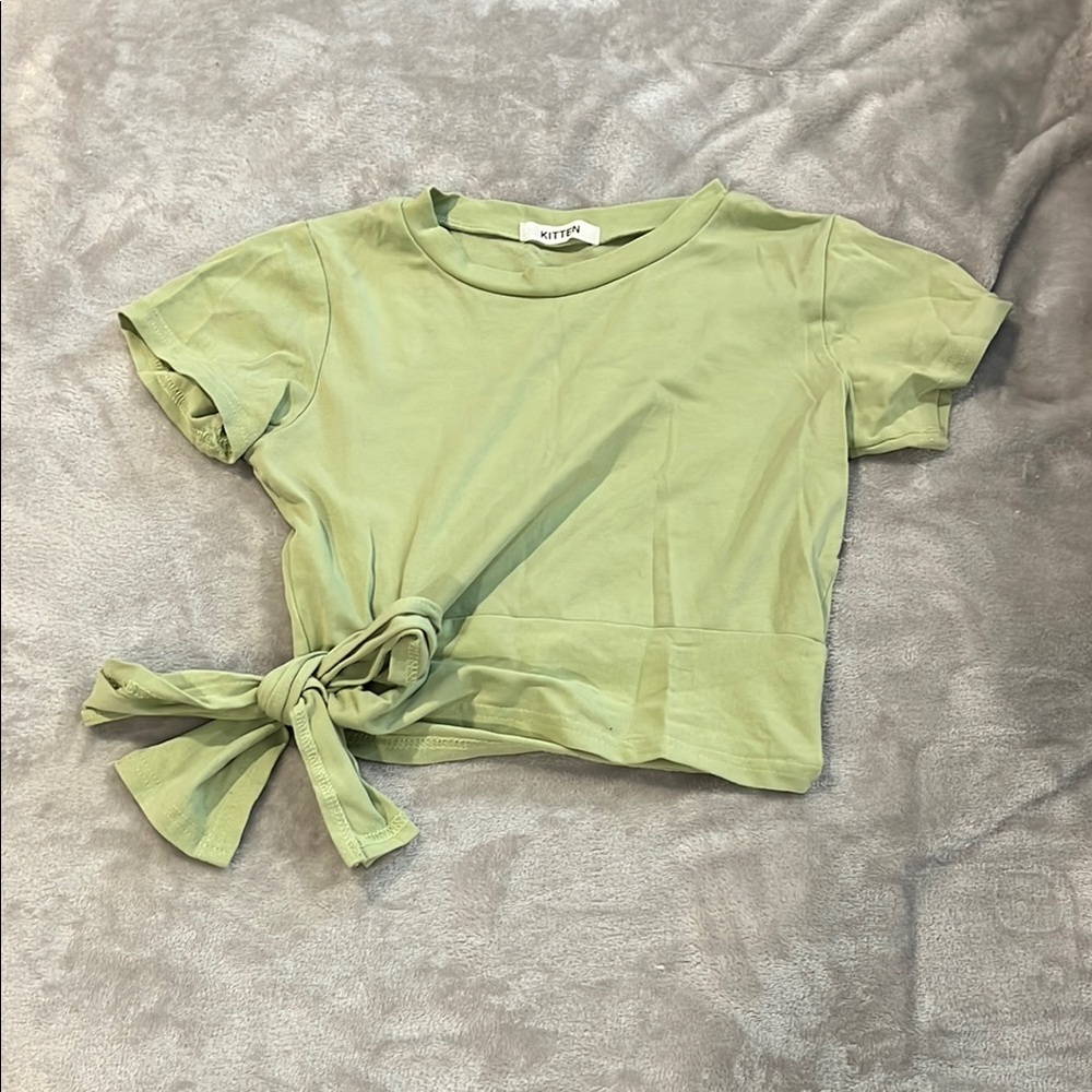 Women's Light Green Tie-Front Tee